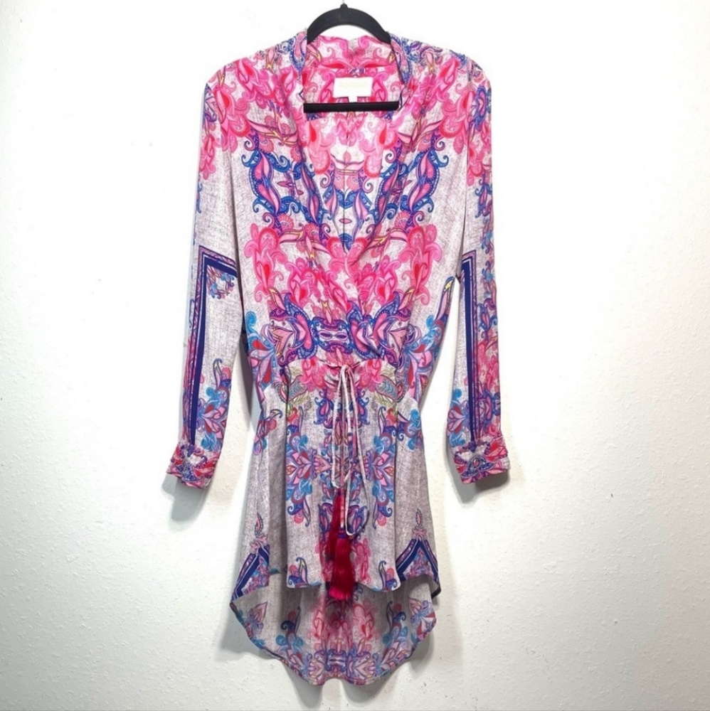 ROCOCO SAND Silk Paisley Beaded mini dress Small P475